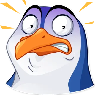 😨 pinguin, cartoon, sticker, emotion, lustig, vogel telegram sticker