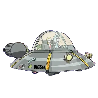 🛰 Rick Sanchez Rick and Morty DIGE44 Rick y Morty, dibujos animados, nave espacial, comedia telegram sticker