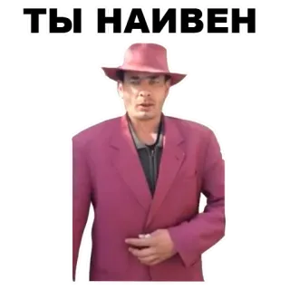 🙂 ТЫ НАИВЕН 男, 帽子, スーツ, 世間知らず telegram sticker