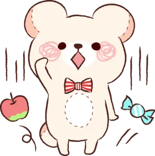 ✋ süß, Bär, kawaii, Aufkleber, Cartoon, Apfel, Süßigkeit telegram sticker