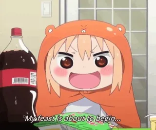 😈 My feast is about to begin... Anime, Dessin animé, Festin, Nourriture, Goûter, Soda whatsapp sticker