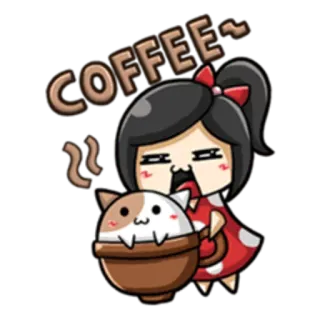 ☕ COFFEE~ koffie, schattig, cartoon, drankje, ochtend, ontspannen, kat telegram sticker