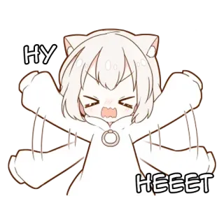 🌟 НУ 
HEEET Catgirl, Anime, Sticker, Carino, Arrabbiato whatsapp sticker