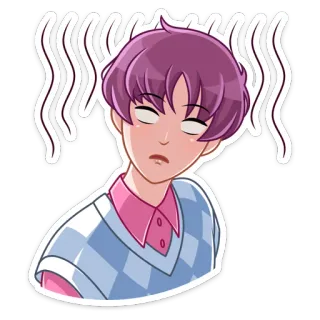 😮 Anime, Dibujos animados, Mareado, Cara, Enfermo, Estresado telegram sticker