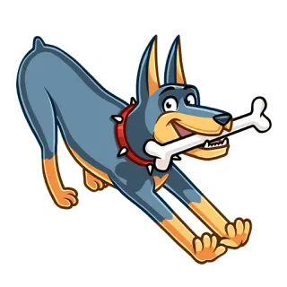 🦴 собака, животное, доберман, кость, питомец, мультфильм, наклейка whatsapp sticker