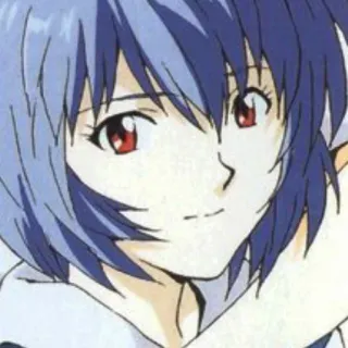 📓 Rei Ayanami Neon Genesis Evangelion Anime, Charakter, Mädchen, rote Augen, blaue Haare, Porträt whatsapp sticker