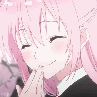 🍬 Anime, Gadis, Rambut merah muda, Tersenyum, Lucu, Animasi telegram sticker