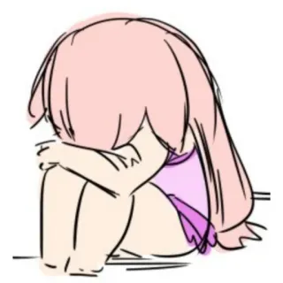 🏖 sad, anime, crying, lonely, pink, girl, cartoon telegram sticker