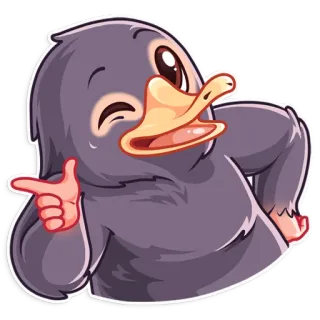😉 ニフラー, 可愛い, 動物, ステッカー, ウインク, 指差し telegram sticker