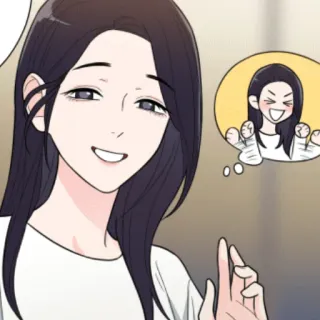 😩 femme, dessin animé, souriant, joyeux, personnage, féminin telegram sticker