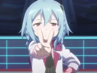 🤩 anime, girl, peace sign, cute, character, cartoon telegram sticker