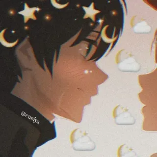 🖤 @cuoiya Animé, Lune, Étoiles, Profil, Couple telegram sticker