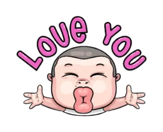 😗 Love you amor, lindo, dibujos animados, saludo, niño whatsapp sticker