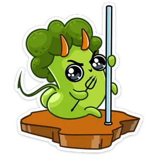 😈 브로콜리, 악마, 만화, 음식, 귀여운, 스티커 telegram sticker