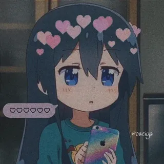❤️ Аниме девушка, Сердце, Мультфильм, Милый, Наклейка telegram sticker