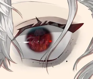 👁 目, アニメ, マンガ, 赤い目, 白い髪 telegram sticker