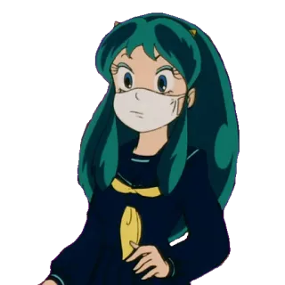 😷 Lum Urusei Yatsura anime, mask, cartoon, girl, Urusei Yatsura, Lum telegram sticker