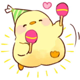 🎵 pintinho, fofo, festa, maracas, celebração whatsapp sticker