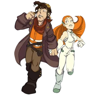 😫 cartoon, running, steampunk, adventure, characters telegram sticker