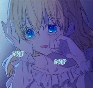 🤍 DRIP DRIP crying, sad, anime, manga, tears, girl whatsapp sticker