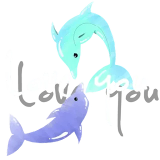 🐬 i love you dolfijn, liefde, schattig, cartoon, dier, zee whatsapp sticker
