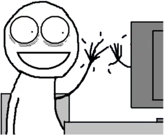 ✋ computer, stick figure, drawing, cartoon, internet telegram sticker