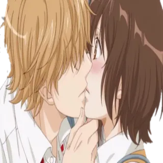 😘 Anime, Beijo, Romance, Casal, Amor, Desenho animado whatsapp sticker
