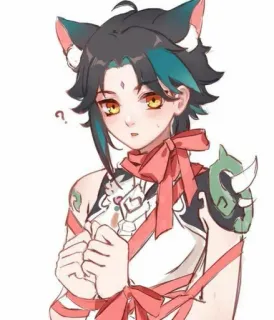 🌟 Xiao Genshin Impact Anime, Orelhas de gato, Genshin Impact, Xiao, Fofo telegram sticker