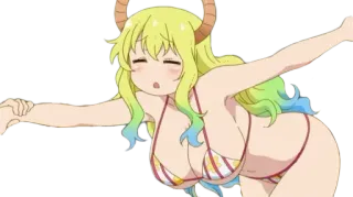 😥 Lucoa Miss Kobayashi's Dragon Maid anime, draak, bikini, cartoon whatsapp sticker