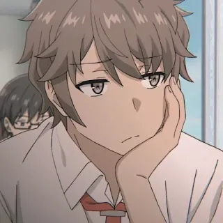 😒 Sakuta Azusagawa Rascal Does Not Dream of Bunny Girl Senpai anime, sakuta azusagawa, rascal does not dream of bunny girl senpai, manga, cartoon, portrait, teenager whatsapp sticker