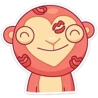 😍 małpa, zwierzę, kreskówka, słodki, usta, pocałunek, serce whatsapp sticker