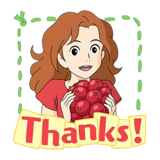 😊 Thanks! 감사합니다, 감사, 사과, 만화, 소녀 telegram sticker