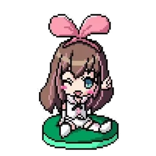 😉 Anime, Chibi, Kawaii, Carino, Ragazza, Arte digitale, Pixel art telegram sticker