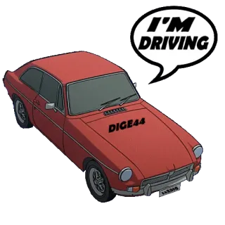 🚗 I'M DRIVING mobil, menyetir, mobil merah, kendaraan whatsapp sticker
