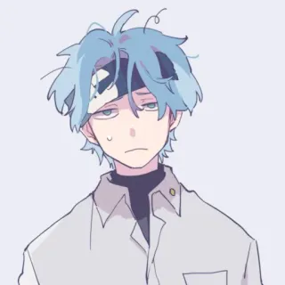 😑 anime, desenho animado, personagem, cabelo azul, tiara telegram sticker