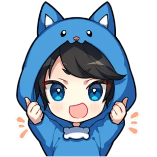 👍 mignon, chibi, dessin animé, kawaii, anime, personnage, sweat à capuche telegram sticker