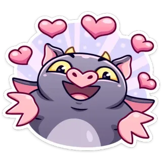 ❤️ monstruo, corazones, dibujos animados, lindo, animal, amor, pegatina telegram sticker