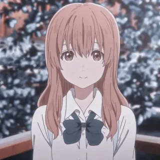 🥰 Nishimiya Shoko A Silent Voice Anime, Postać, Dziewczyna, Mundur szkolny, Uśmiechnięta, Animacja, Silent Voice, Nishimiya Shoko telegram sticker