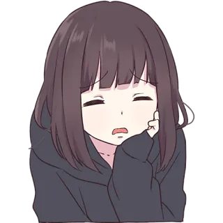 🥱 cô gái anime, buồn, dễ thương, hoạt hình, hình minh họa, nhân vật telegram sticker