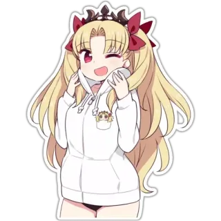 😉 Anime, Personnage, Kawaii, Mignon, Blond, Sweat à capuche, Dessin animé, Chibi telegram sticker