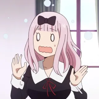 💜 Chika Fujiwara Kaguya-sama: Love Is War Аниме, Чика, Кагуя-сама, Реакция, В шоке, Милый telegram sticker