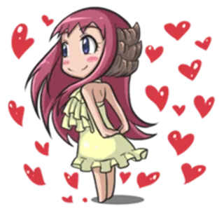 ❤ สาวอนิเมะ, น่ารัก, หัวใจ, การ์ตูน, สาว, รัก telegram sticker