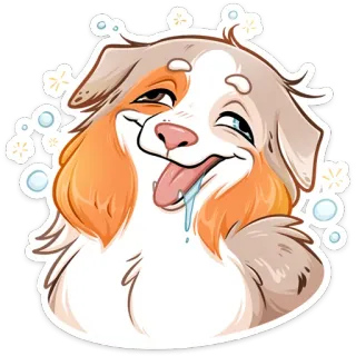 ⏺ собака, милый, мультик, слюни, щенок, питомец, смешной telegram sticker