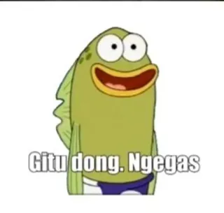 🤪 Gitu dong. Ngegas peixe, desenho animado, verde, SpongeBob, Calça Quadrada whatsapp sticker