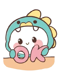 👌 OK cute, dinosaur, OK, approval, kawaii telegram sticker