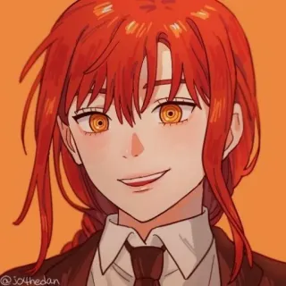 🍷 Makima Chainsaw Man @Joythedan Аниме, Женщина, Рыжие волосы, Макима, Человек-бензопила telegram sticker