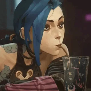 🌀 Jinx Arcane animación, arcano, jinx, bebiendo, dibujos animados telegram sticker