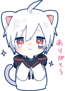 😢 ありがとう アニメ, 猫, かわいい, 可愛い, 日本 whatsapp sticker