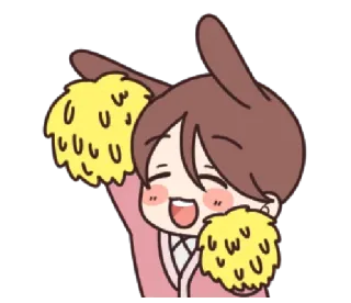 🎊 cheerleader, cartoon, anime, cute, pom-poms, cheering telegram sticker