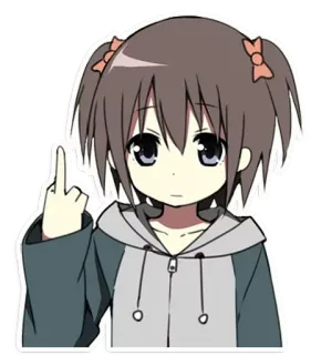 🖕 Anime, Cô gái, Ngón giữa, Xúc phạm telegram sticker